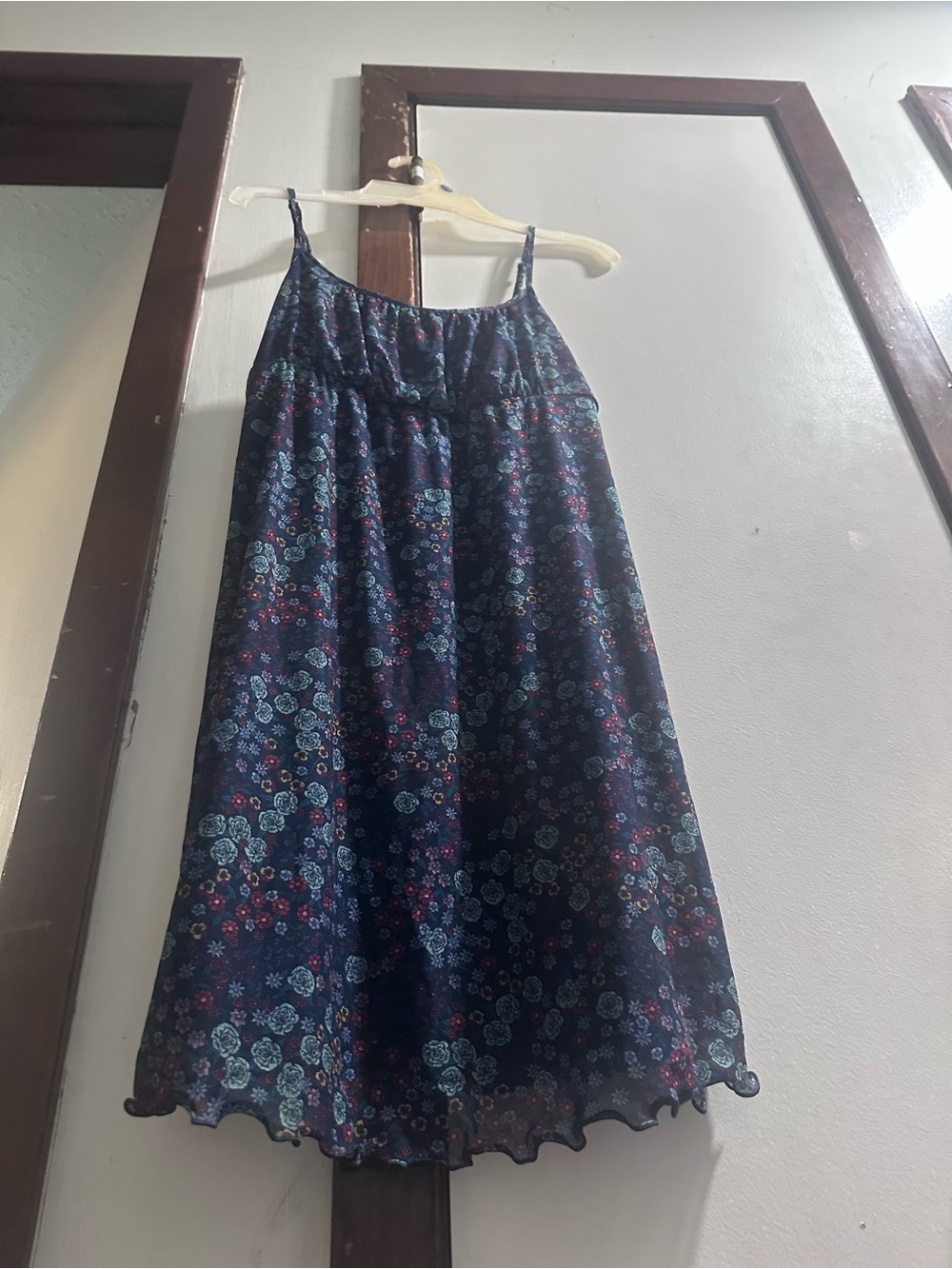 Target Navy Floral Sundress with Light Blue and Pink Accents